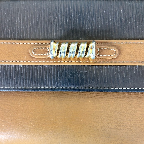 LOEWE Wallet Two Tone Trifold Leather Clutch Made In Spain - Picture 3 of 16